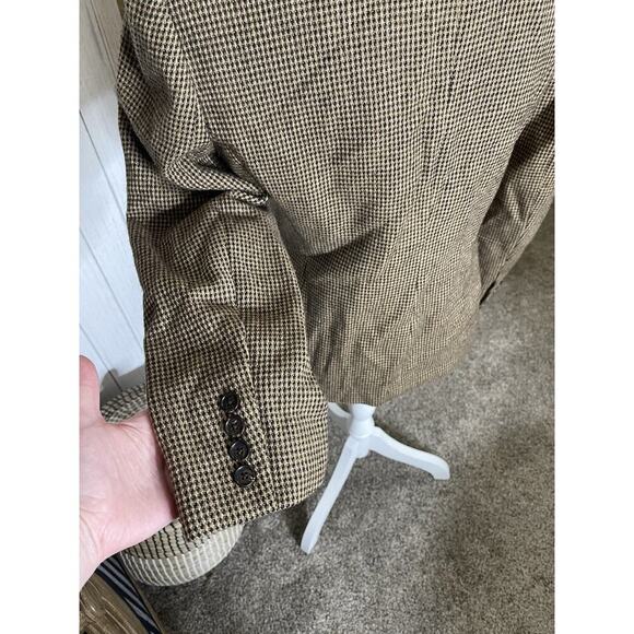 Vintage LAUREN RALPH LAUREN Brown Herringbone Wool Blazer Jacket Zip Size 6 - Picture 4 of 6
